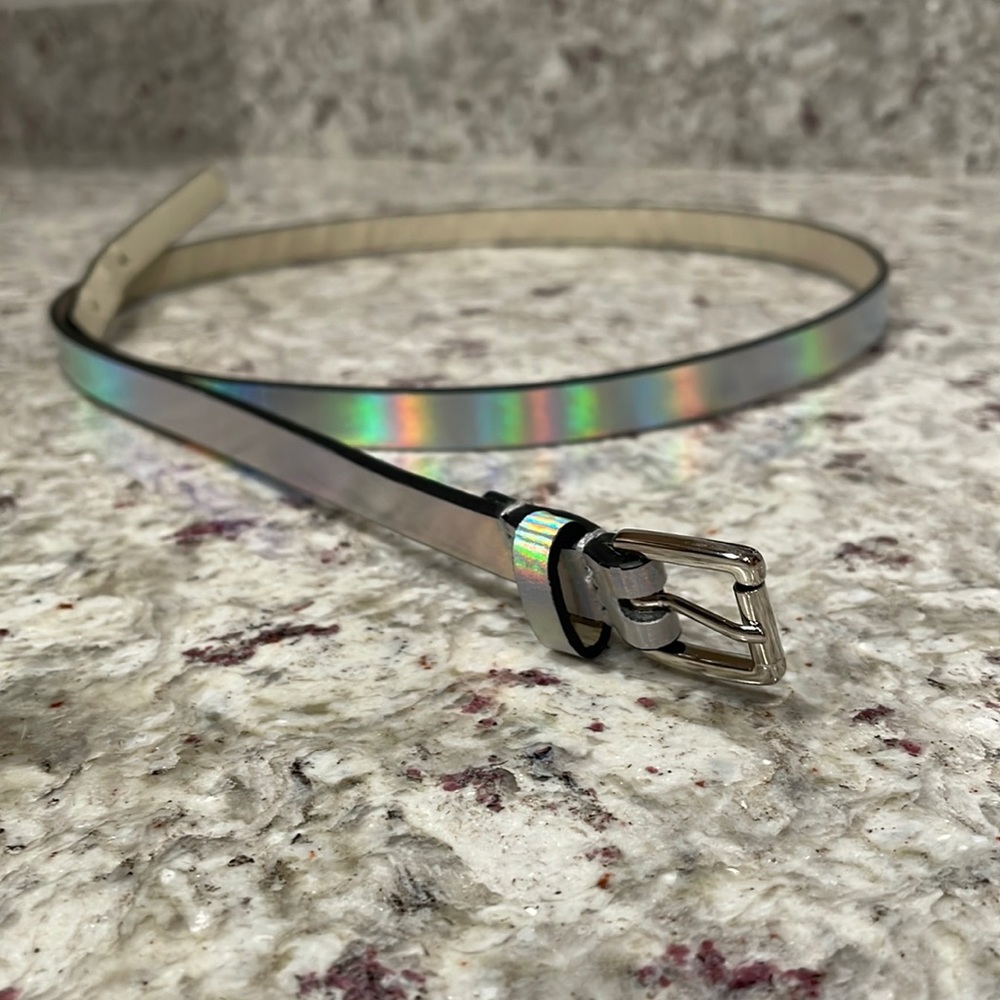 Skinny iridescent belt